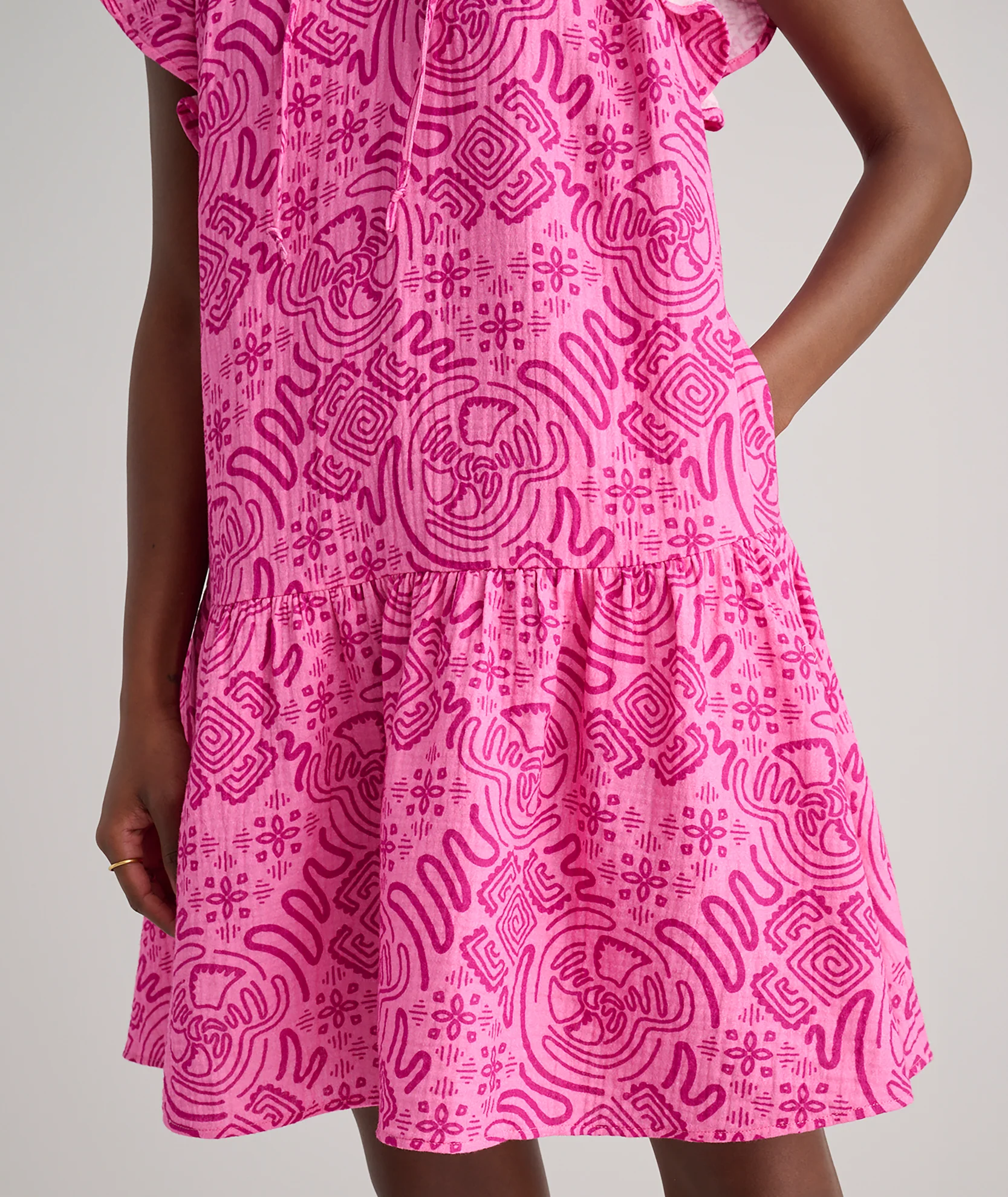 Cotton Gauze Flutter Sleeve Arya Dress - Image 5