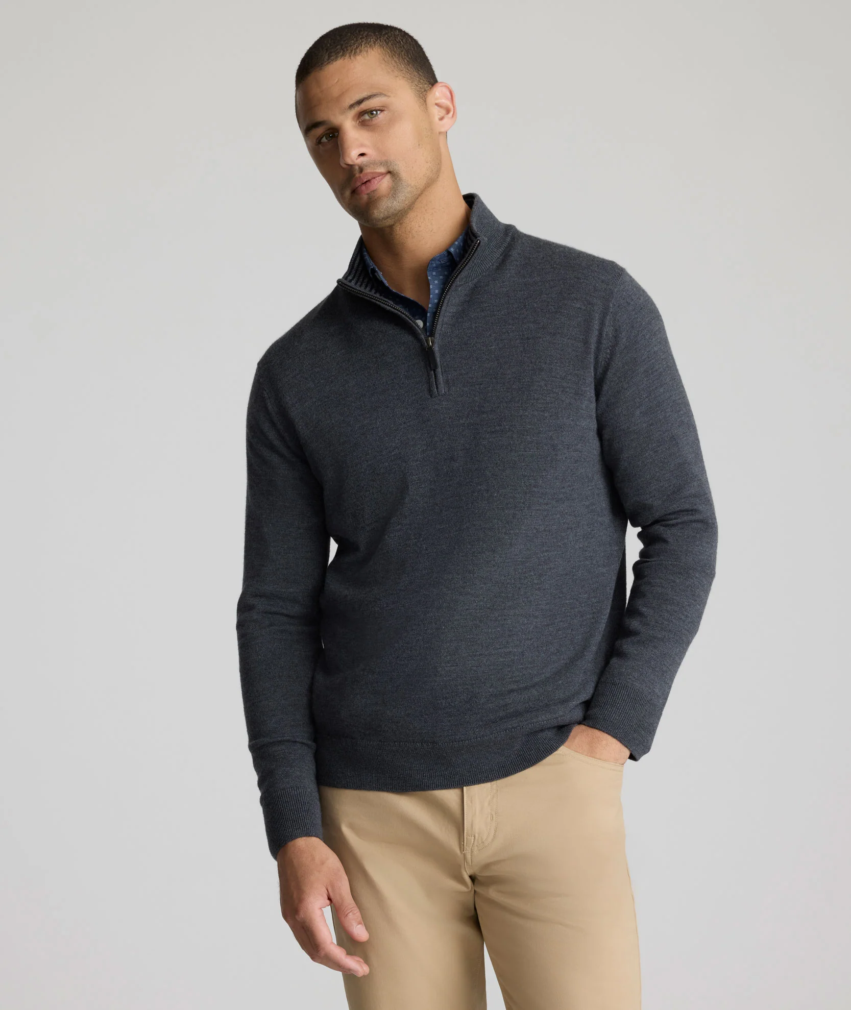 Merino Wool Quarter-Zip Sweater FINAL SALE - Image 4
