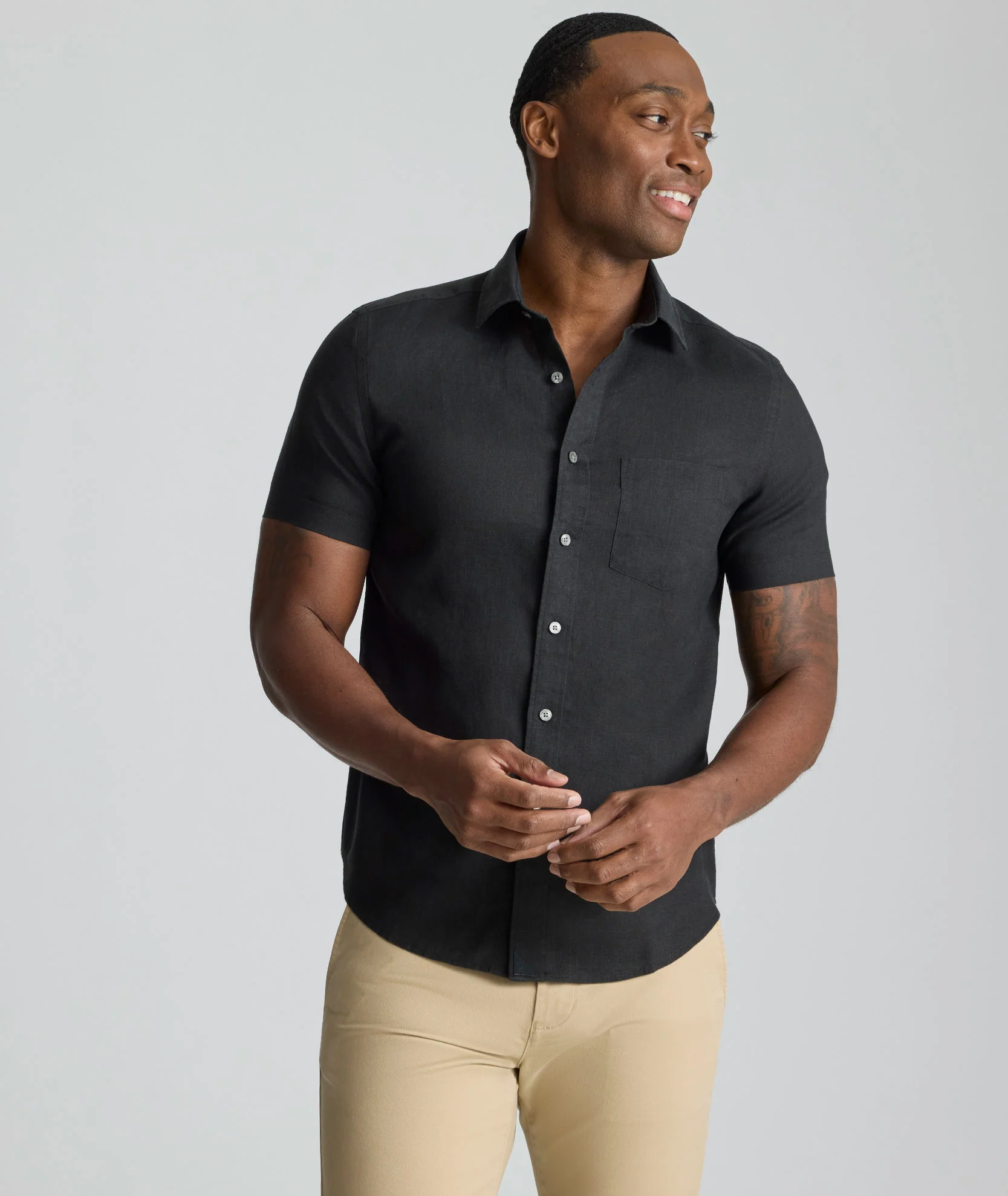 Wrinkle-Resistant Linen Short-Sleeve Cameron Shirt - Image 4
