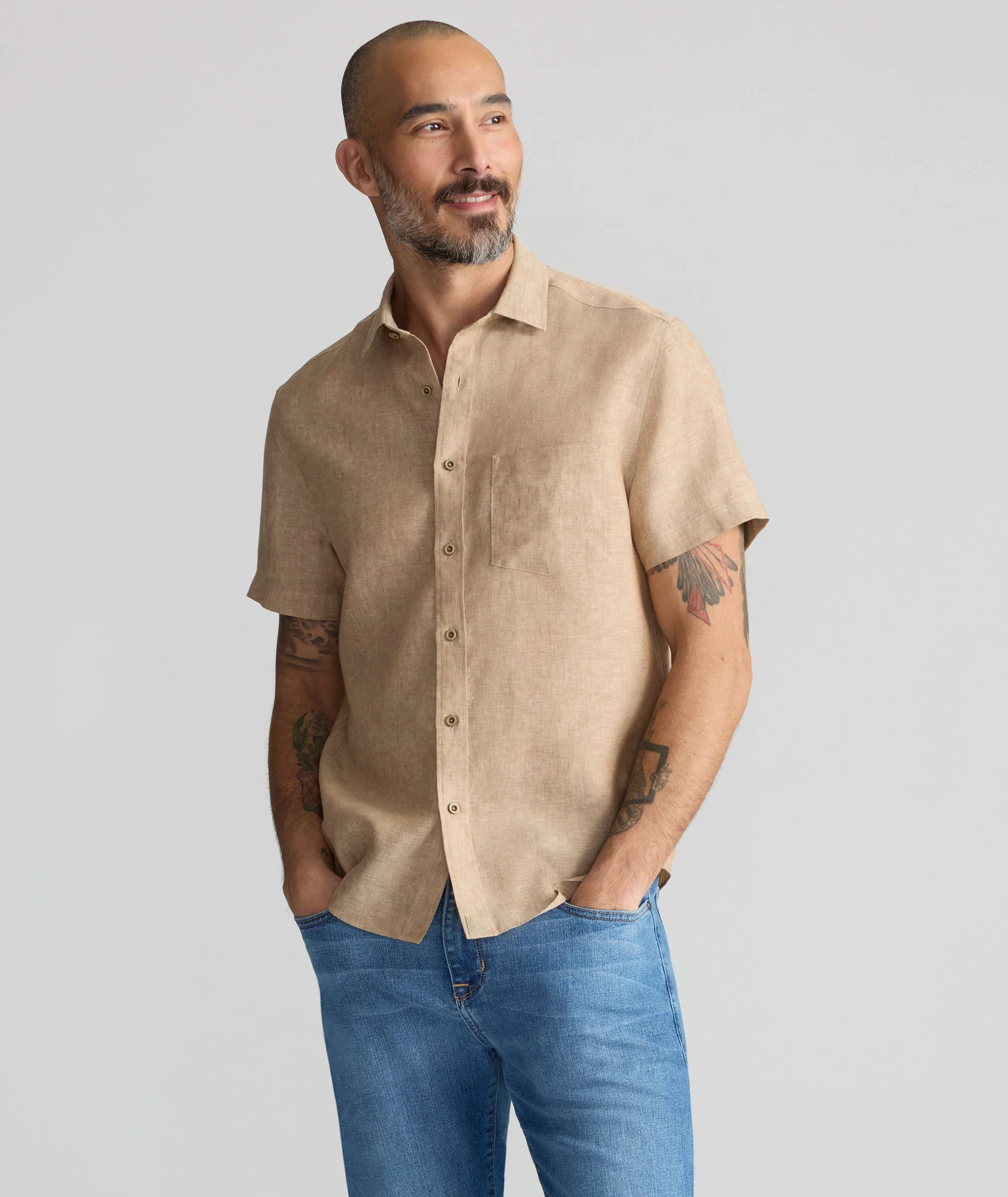 Wrinkle-Resistant Linen Short-Sleeve Cameron Shirt - Image 4