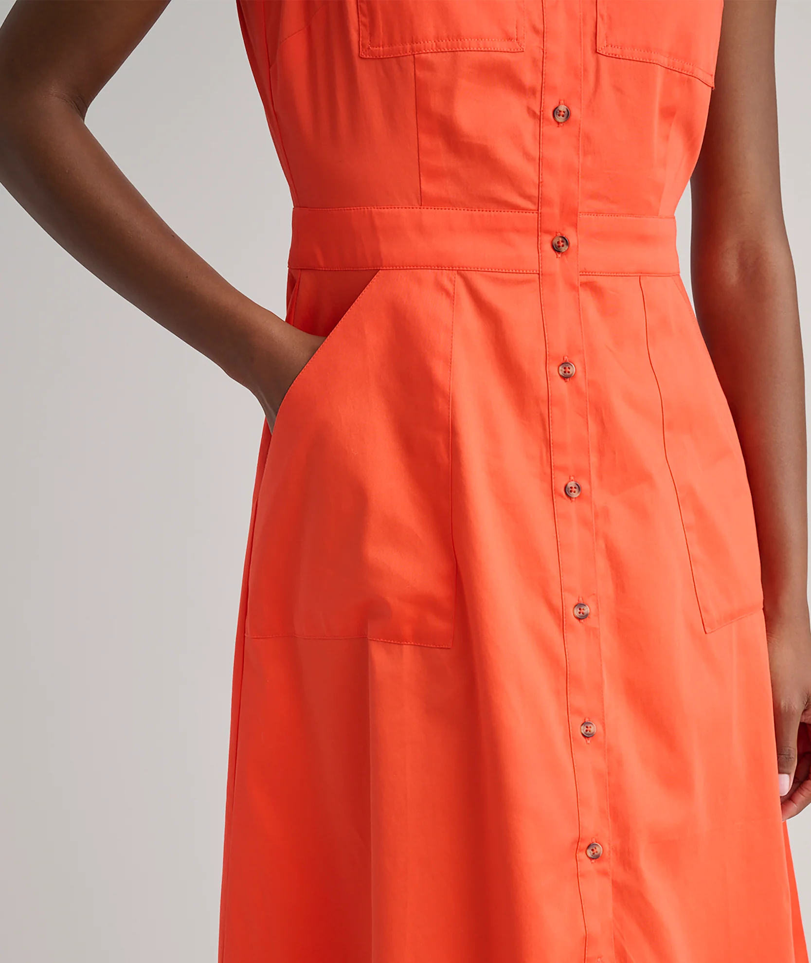 Stretch Cotton Sleeveless Cordelia Shirt Dress - Image 5