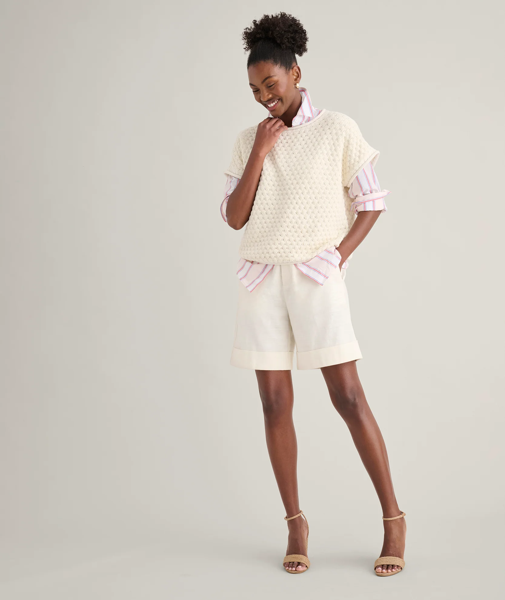 Cotton Cap Sleeve Emily Sweater - Image 3