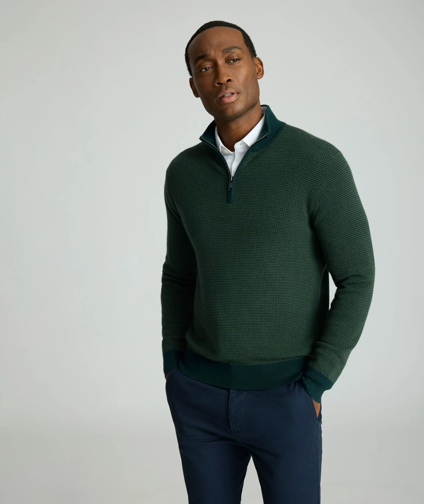 Textured Merino Wool Quarter-Zip Sweater - FINAL SALE - Image 5