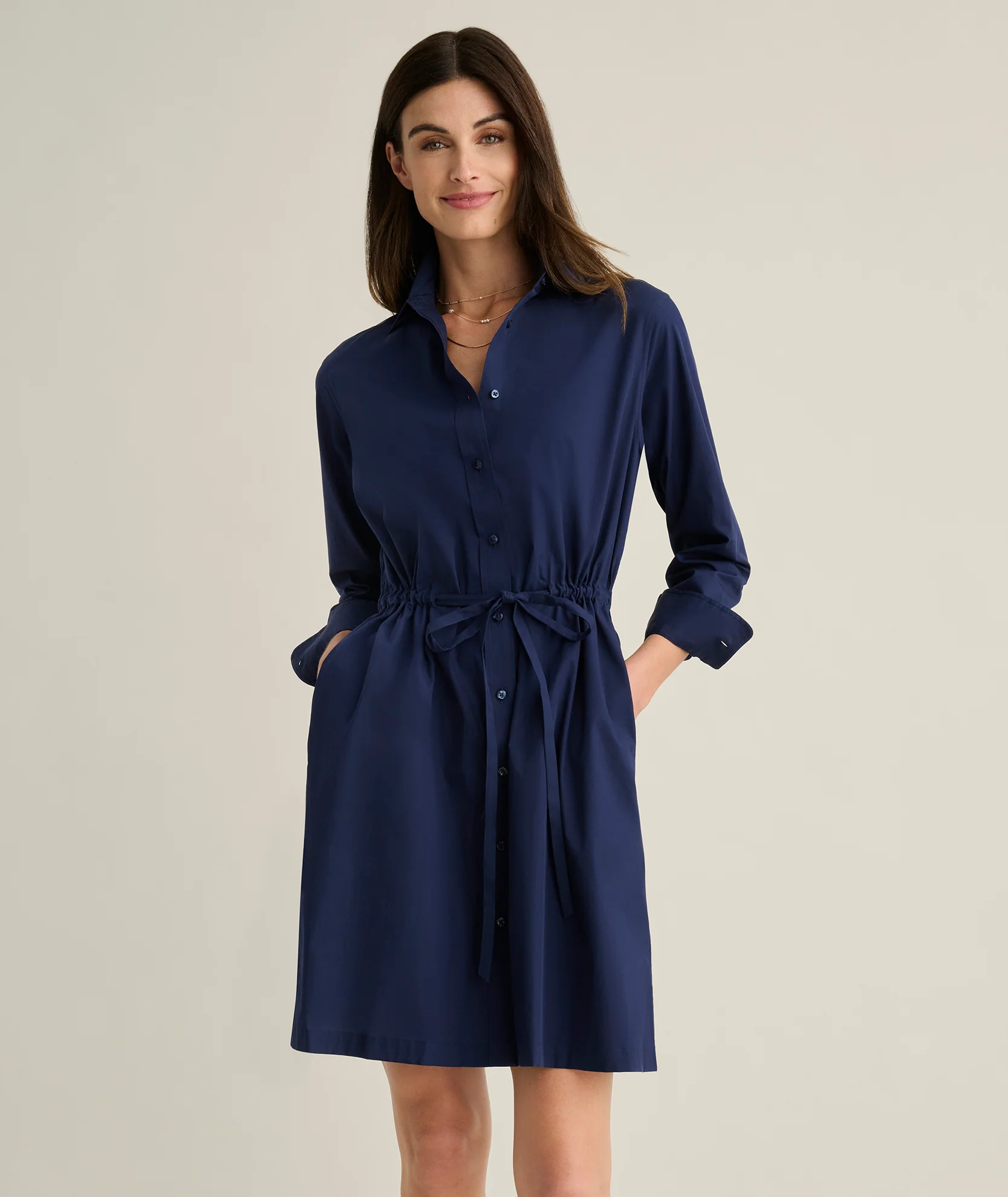 Stretch Cotton Poplin Taylor Shirtdress - Image 3