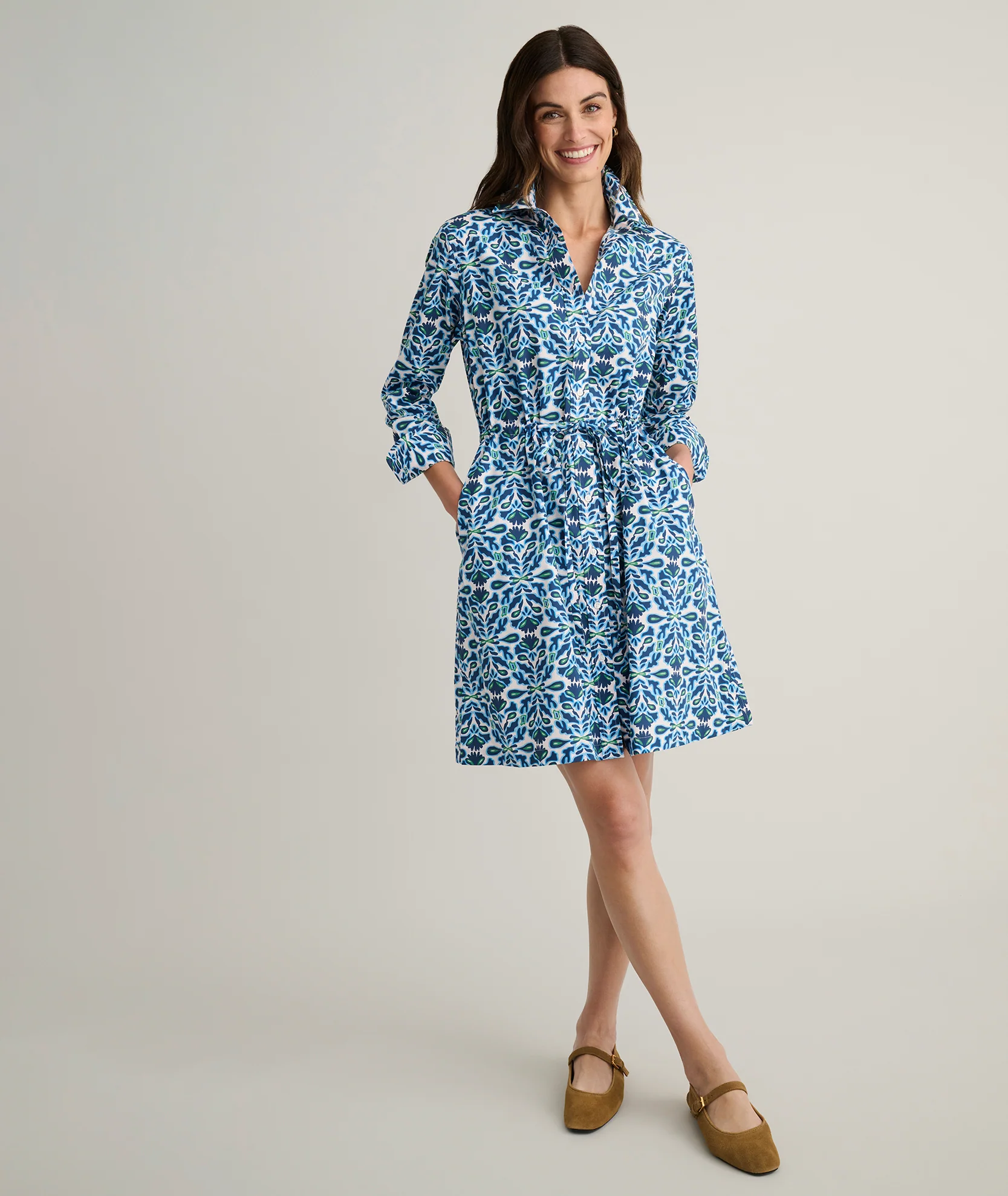Stretch Cotton Poplin Taylor Shirtdress - Image 3