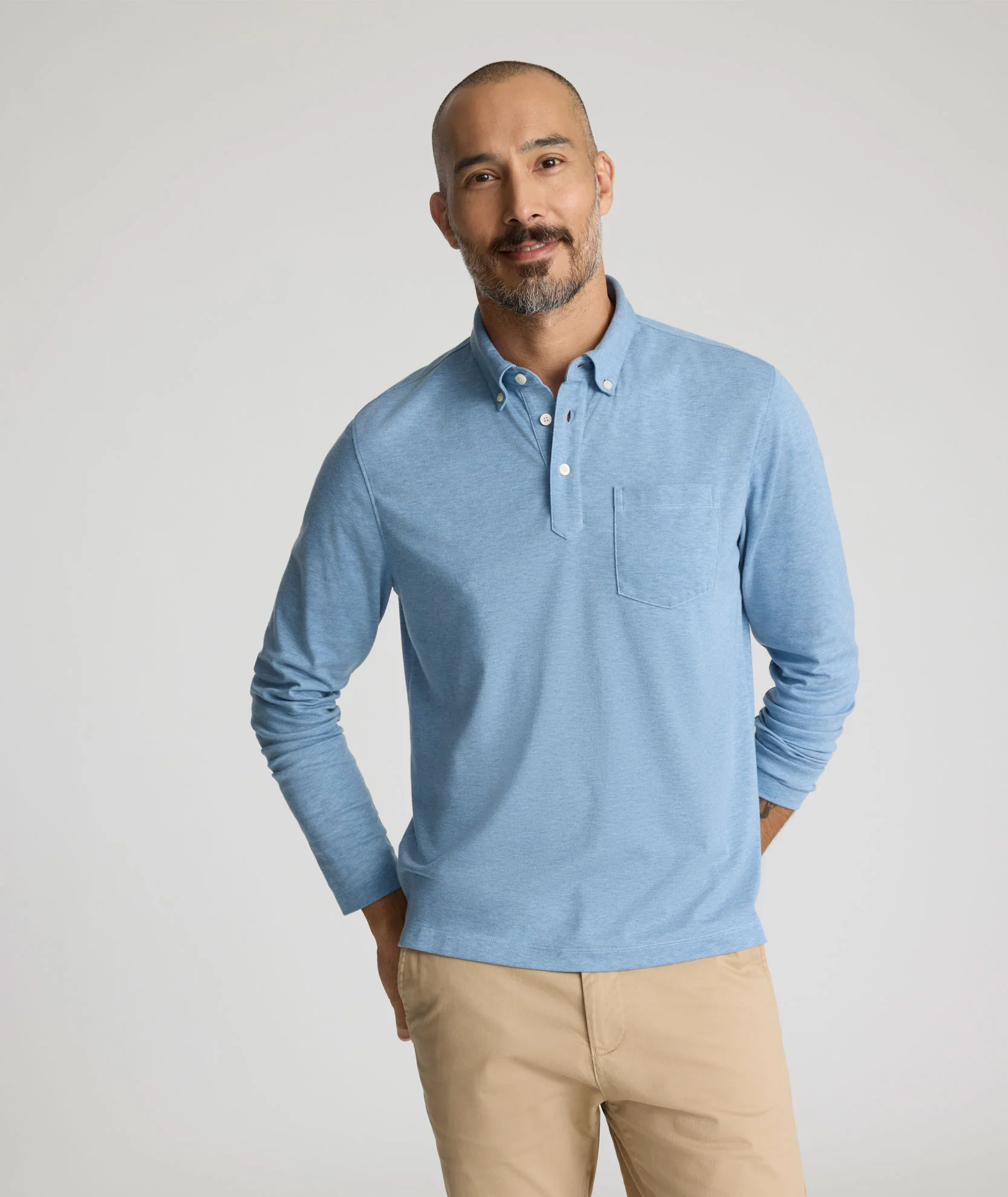 Wrinkle-Free Button-Down Collar Polo - FINAL SALE - Image 5