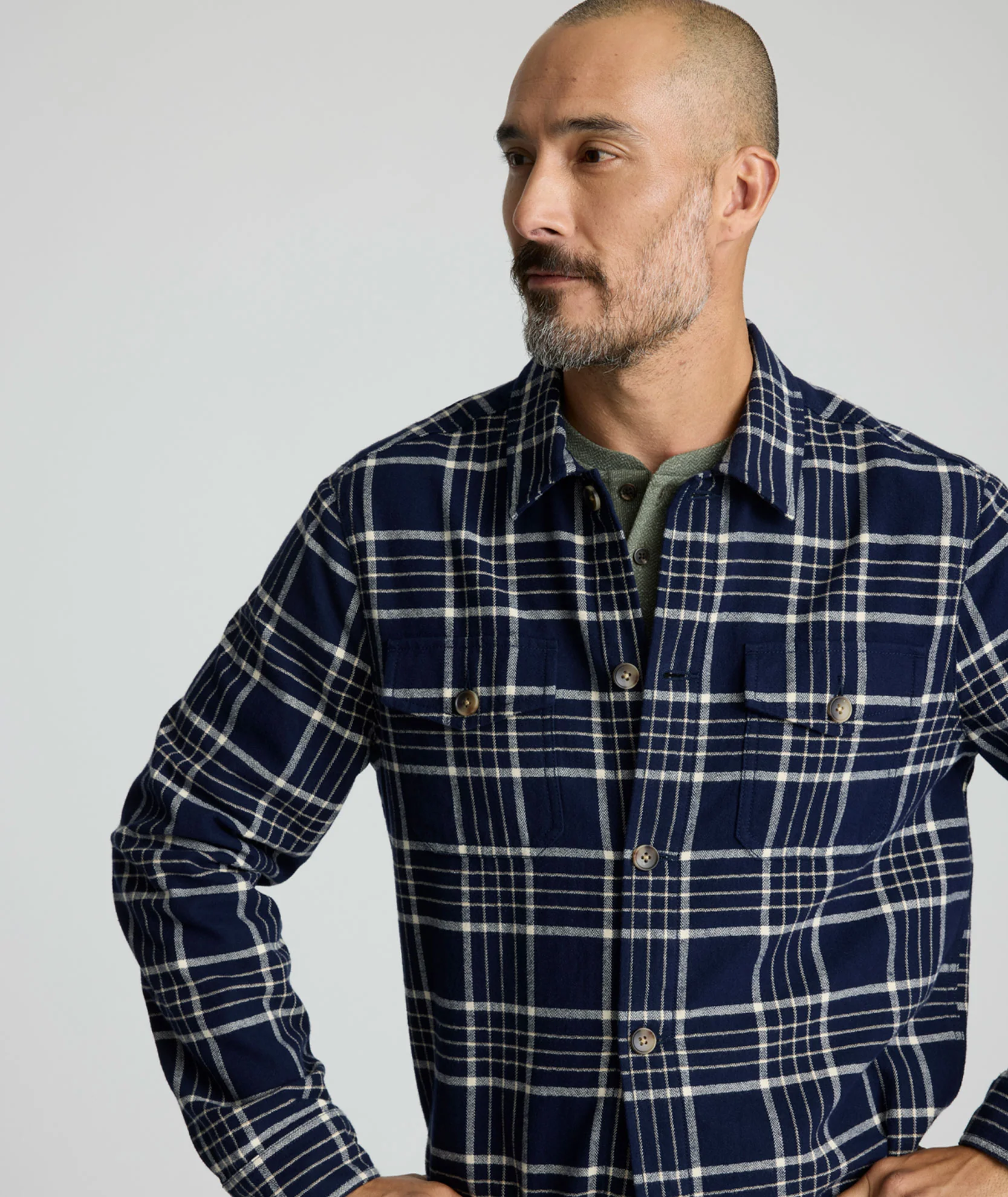 Plaid Herringbone Overshirt - FINAL SALE - Image 2