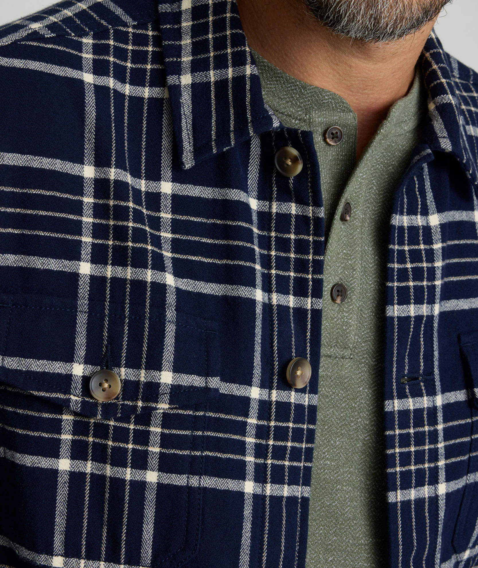 Plaid Herringbone Overshirt - FINAL SALE - Image 3
